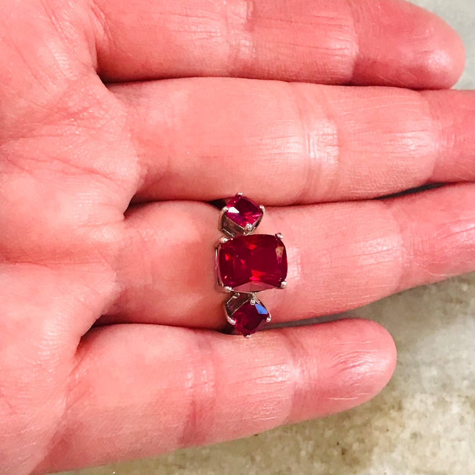 Ruby Ring 925 BBJ Sterling Silver 3 Red Statement… - image 6