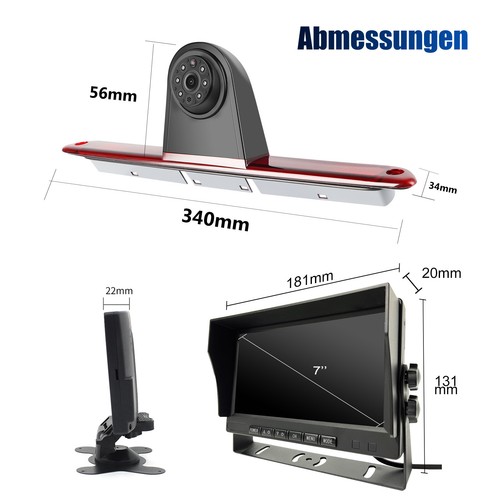 ESSGOO 7" TFT Monitor + Rückfahrkamera Bremsleuchte Für Sprinter VW Crafter W906 - Bild 12 von 14