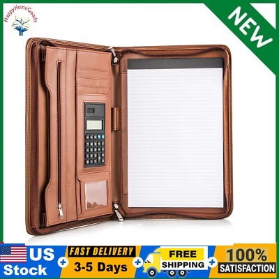 Padfolio Business Leather Portfolio Zippered Notebook Binder Office Organizer