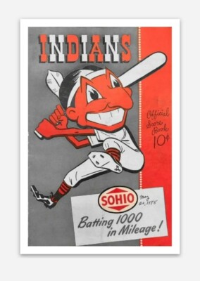 Chief Wahoo Magnet Vintage Cleveland Indians Custom Vinyl MLB Scorecard