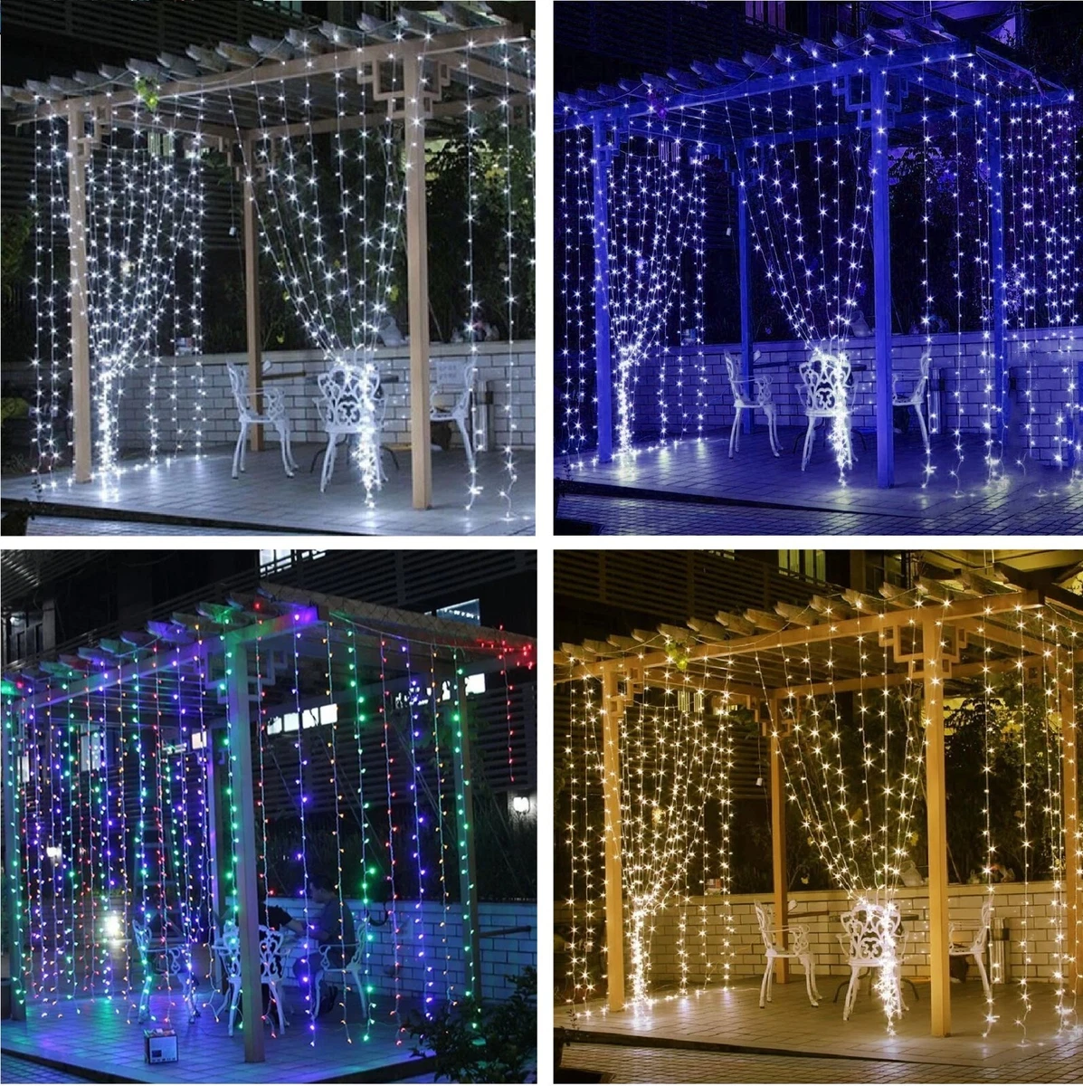 Blue led curtain lights deals