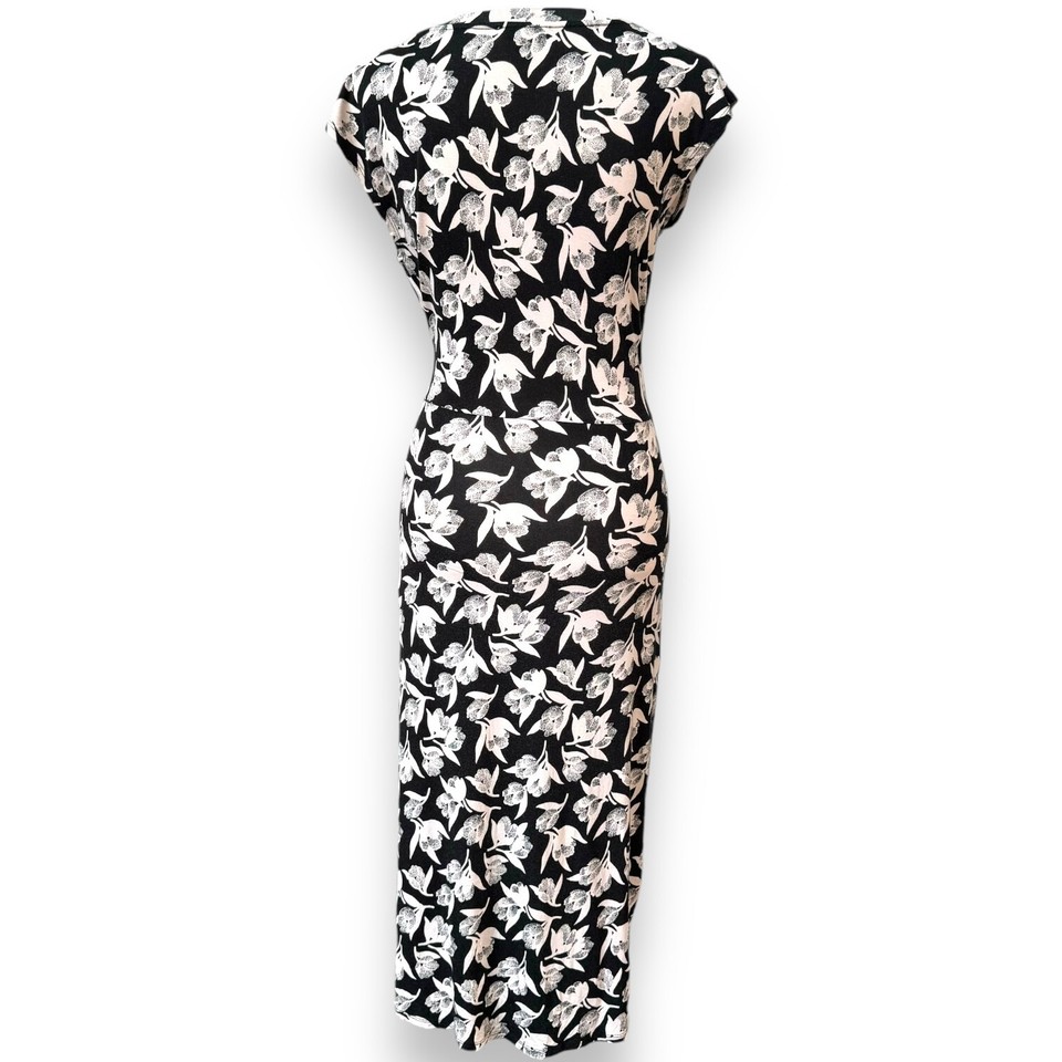 Joie Womens Zuzanna Caviar Sheath Dress Black White Floral Ruched