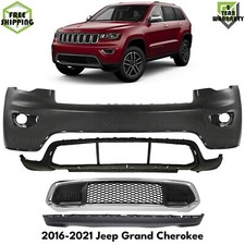 Front Bumper Cover Paintable Valance Kit For 2016-2021 Jeep Grand Cherokee