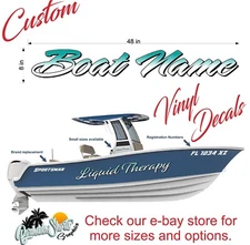Boat Name Decal 8x48" / Custom Hull Graphic / Premium Marine Vinyl Lettering GR