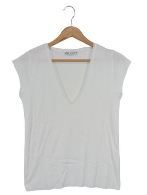 ZARA Basic-Shirt Damen Shirt Gr. DE 36 weiß Casual-Look