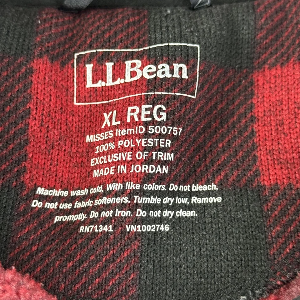 L.L.Bean свитер женщин XL красный черный Buffalo клетку флис четверть Snap пуловер - Изображение 3 из 4