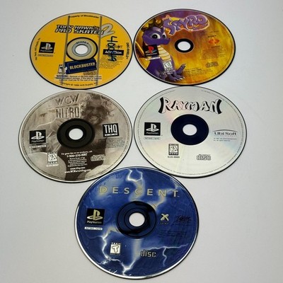 Lot of 5 PS1 Disc Only Games - Spyro, Rayman, Descent, WCW Nitro, Pro Skater 2