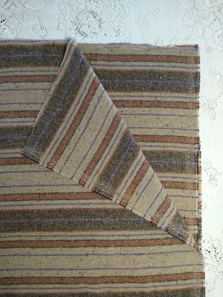 Brown Tan Rust Stripe Lightweight Wool Fabric 20" Long x 62" Wide - Image 2 of 4