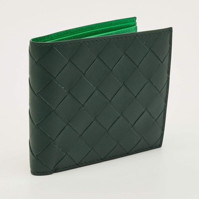 Bottega Veneta Dark Green Intrecciato Leather Bifold Wallet | eBay