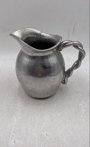 Vintage Silver Wide Pour Spout Serving 7.5" Tall Pitcher With Twisted Handle