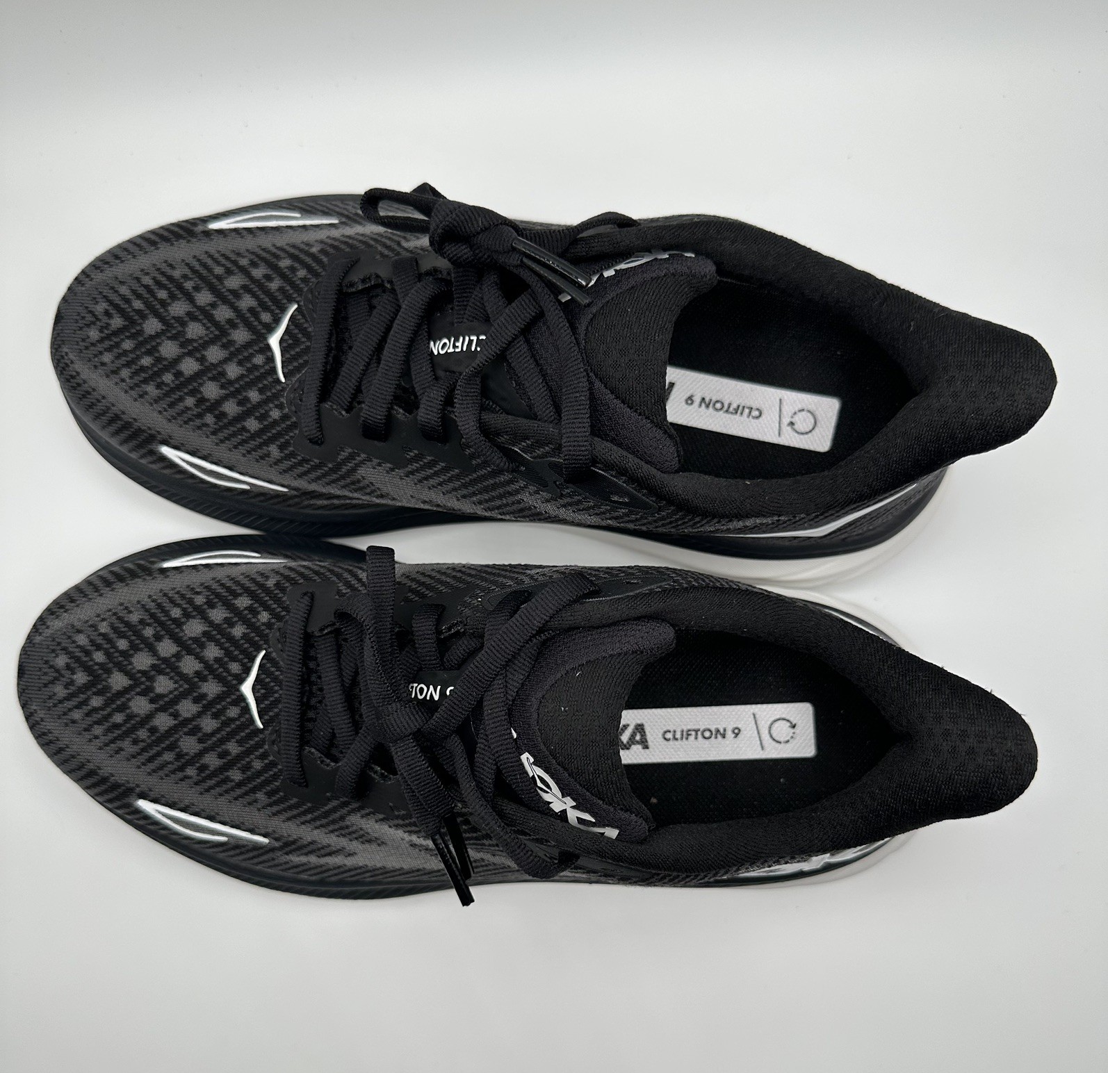 NEW HOKA CLIFTON 9 Black White Running Shoes Womens Size US  7D Athletic  thumbnail 2