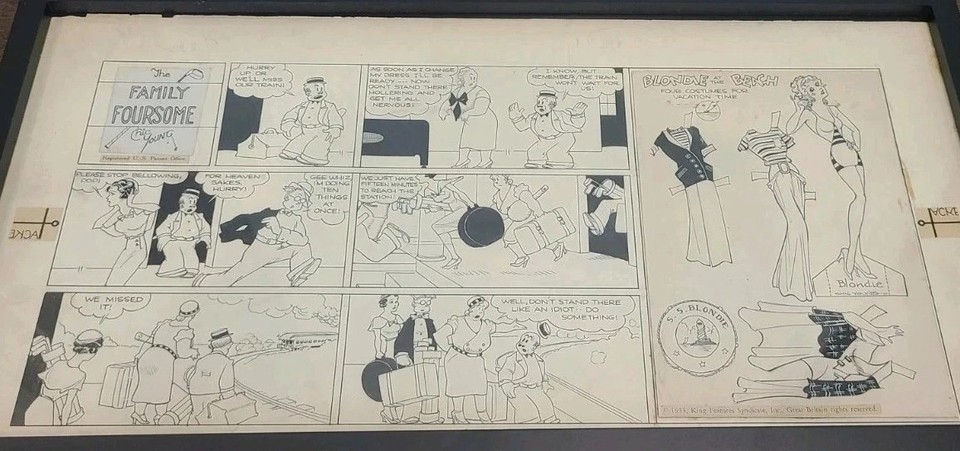 platinum age comics Original Page Art 1933 /Chic Young /Blondie Sketch Comic Art
