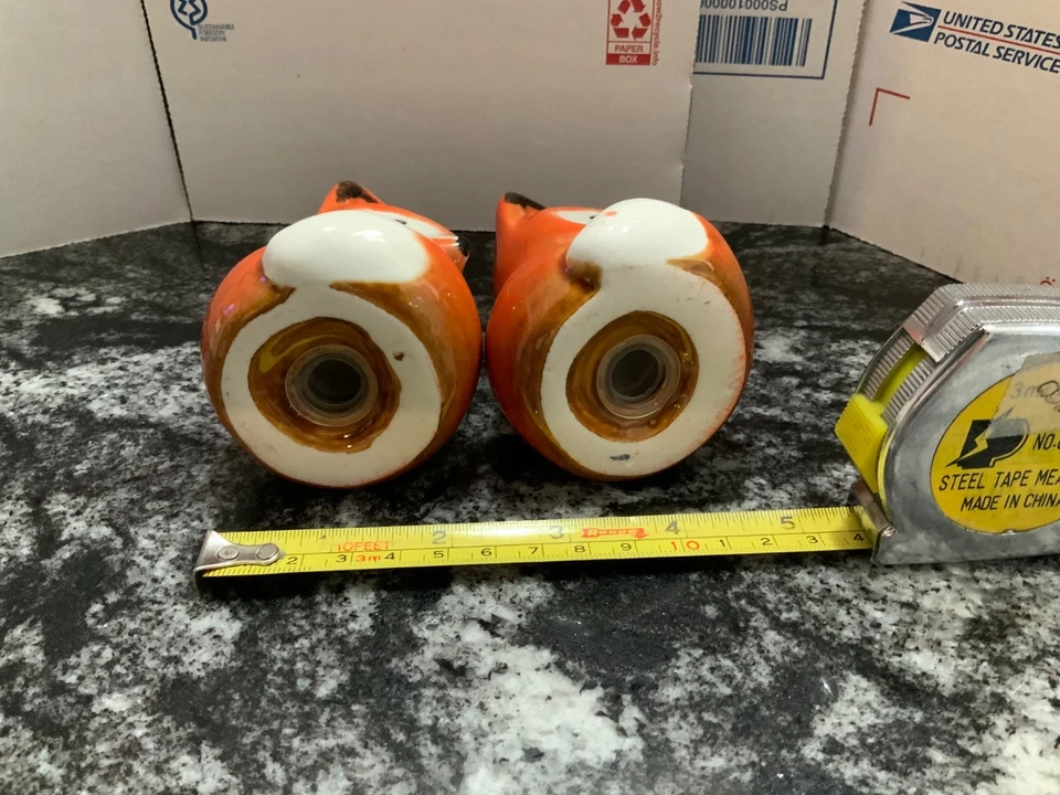 Juego de 2 saleros y pimenteros FOX de colección naranja 2,5” x 3” zorros rojos bebé Foto 4 de 4