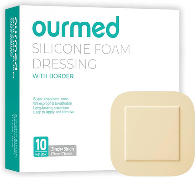 Silicone Foam Dressing with Border Adhesive - Large Absorbent Waterproof Bandage
