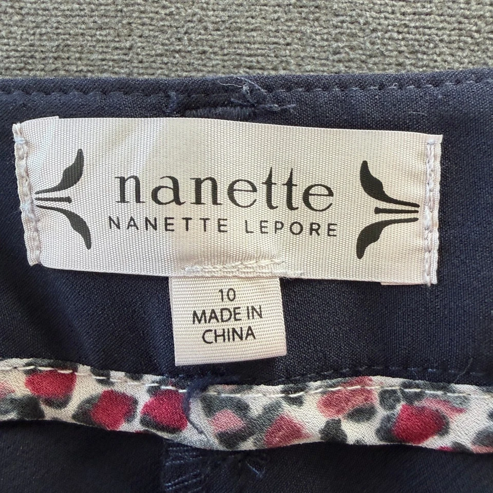 Nanette Lepore Slim Fit Ankle Pants Women 10 Navy Professional Minimalist Career - Image 3 of 4