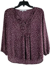 Collective Concepts Women's Boho Semi Sheer Gathered Front Top Size Small