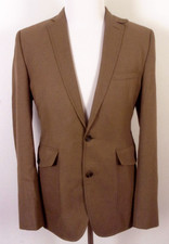 EUC Stafford Brown Rayon Blend Blazer Sportcoat Collar Tab Button Pockets 42 L