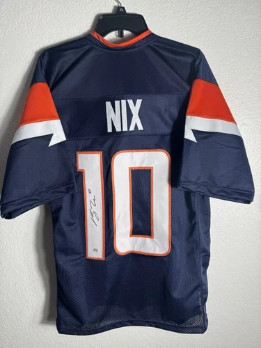 Bo Nix Signed Denver Broncos Style Jersey Autographed Football w/ COA