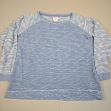 Champion Women's XL Sweatshirt Blue White Heathered Raglan Crew Neck Pullover