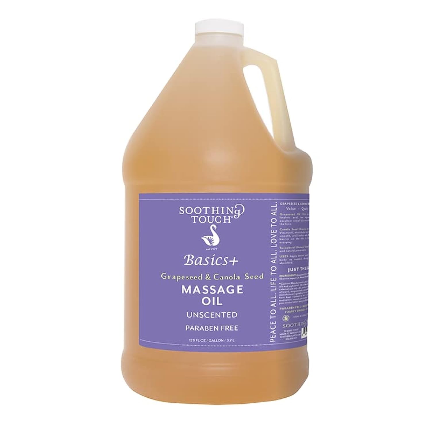 Soothing Touch Basics+ Grapeseed & Canola Seed Massage Oil, 1-Gallon