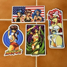 HOOK-UPS “ANIME GIRLS” (4PC) STICKER PACK ASSORTED RARE JEREMY KLEIN BIRDHOUSE