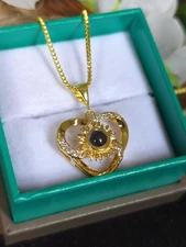 Sterling Seeing Eye Pendant Looking Glass Heart With 18KT GF Necklace