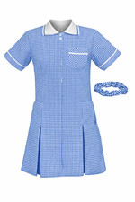 Girls Gingham Check Pleated Summer School Uniform Dress Ages 3–20