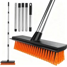 Garden Broom 27cm width brush head with 145cm long handle, Black+orange
