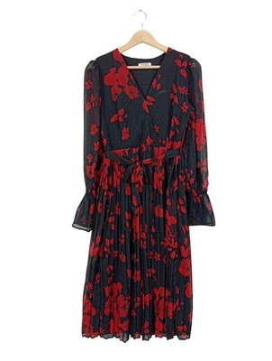 ORSAY Langarmkleid Damen Kleid Gr. DE 38 schwarz-rot Elegant