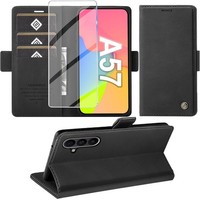 HandyhüLle PU Leder Wallet Flip Case Schwarz FüR Samsung Galaxy A57 5G