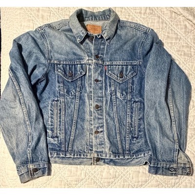 Levi's Denim Trucker Jacket Mens 44L Blue Vintage USA Made 71506 0216