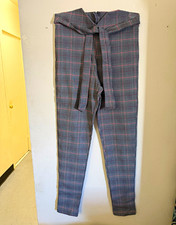 Fashion Nova Women’s Plaid Dress Pants XL Tapered Flat Front Bow Zip/Tie