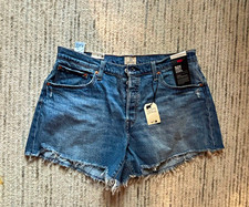Levi's 501 Curve High Rise Medium Wash Cutoff Denim Shorts Blue 27