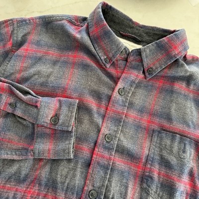 Weatherproof Vintage Shirt Mens X-Large Gray Red Plaid Luxe Flannel Button Down