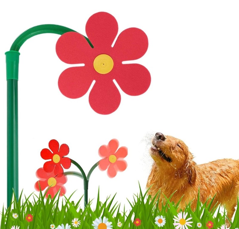 Crazy Daisy Sprinkler RED! 360° Rotating Dancing Crazy Daisy Water Sprinkler NEW