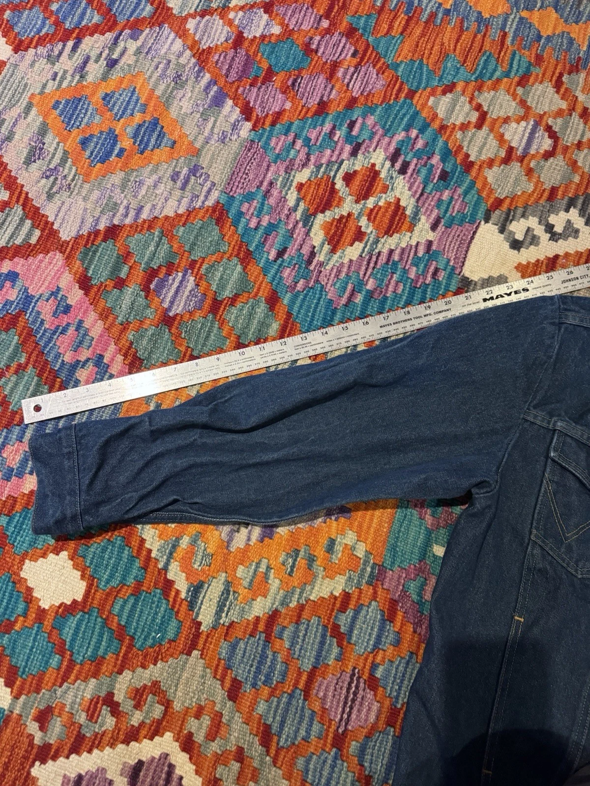 Wrangler Trucker Jacket Blue Denim Broken Twill Large Authentic Western - product detail image 5