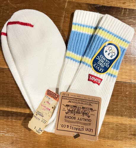 Vintage LEVI’S Orlon Tube Socks Stripe Olympic Games (Made in USA) NOS Deadstock