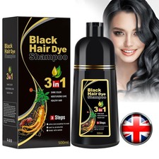 500ml Hair Dye Shampoo Natural Black Permanent Instant Dye Hair Color Shampoo UK