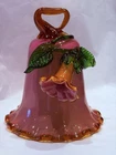 STUNNING Vintage Murano Glass Bell With Applied Flower And Leaves With Label