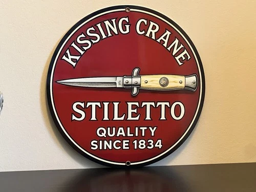 Kissing Crane Stiletto Knives  Vintage  Style Metal Sign