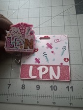 LPN Pink Retractable ID Holder and Badge Buddy Licensed Practical Nurse Gifts
