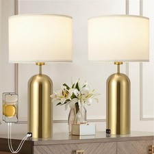 Gold Lamps Set of 2 Touch Control 3-Way Dimmable Bedside Nightstand Lamps Bed...
