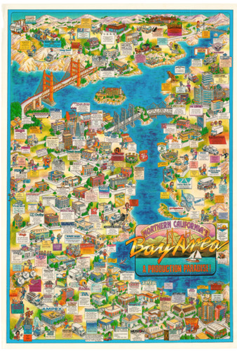 1990 Bayside Promotions Pictorial Map of San Francisco Bay Area, Film Production