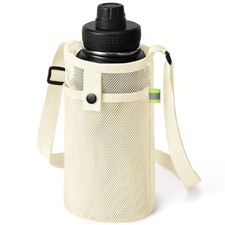Large Water Bottle Bag with Strap, Big Mesh Water Bottle Holder Crossbody Wat...