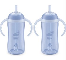 Nuk Learner Straw Cup 10oz 2 Pack Toddler Cup w/ Soft Straw for Easy Drink Blue