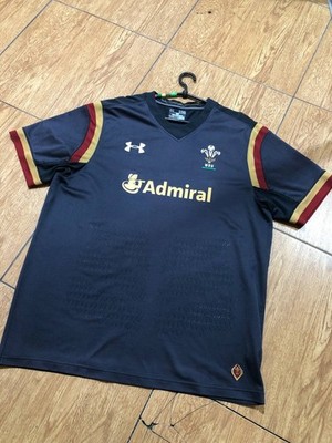 Wales WRU Rugby Trikot Under Armour Admiral Fitted Top T-Shirt Herren XL