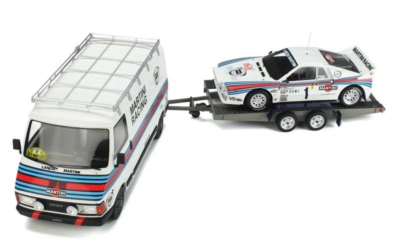 Ottomobile Camion FIAT 242 porte voiture avec LANCIA 037 #1 Rallye de Monte-Carlo miniature 1/18