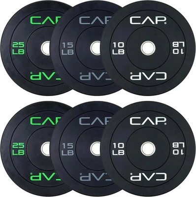 CAP 2-Inch Olympic Bumper Plate Weight Set | 100-370 Lbs | Multiple Colors | Sto