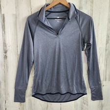 Colosseum Athletics Womens 1/4 Zip Pullover Gray Blue Stretch Size M