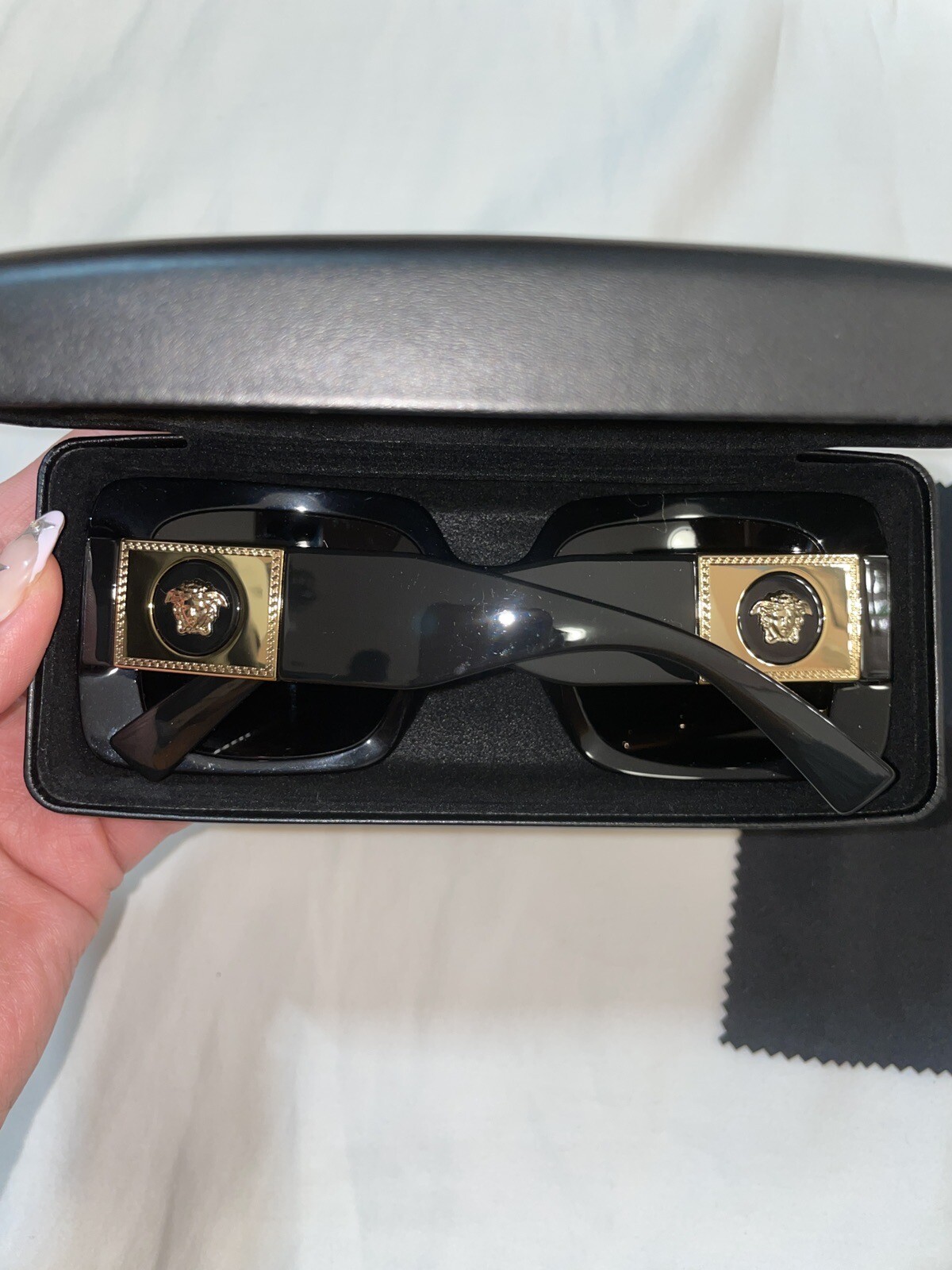 Versace Rectangle Sunglasses - Black/Grey Lens (V… - image 1